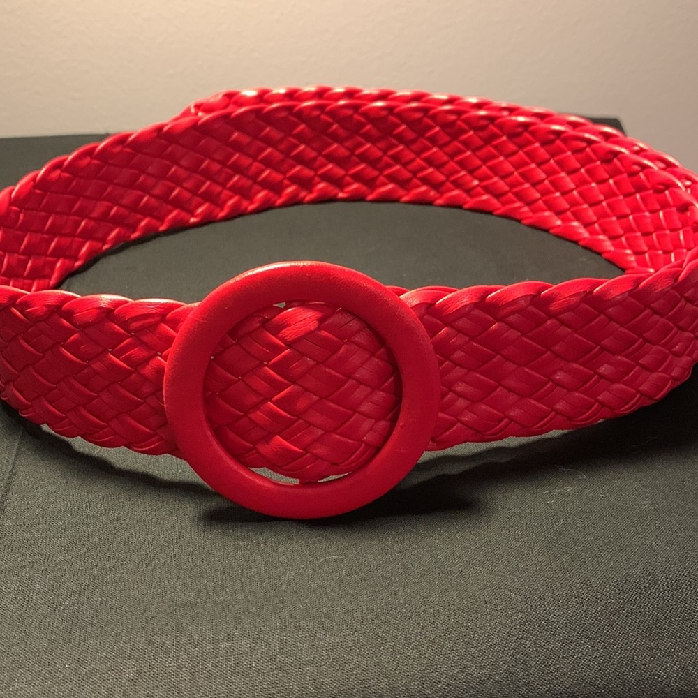 Red Faux Leather Belt